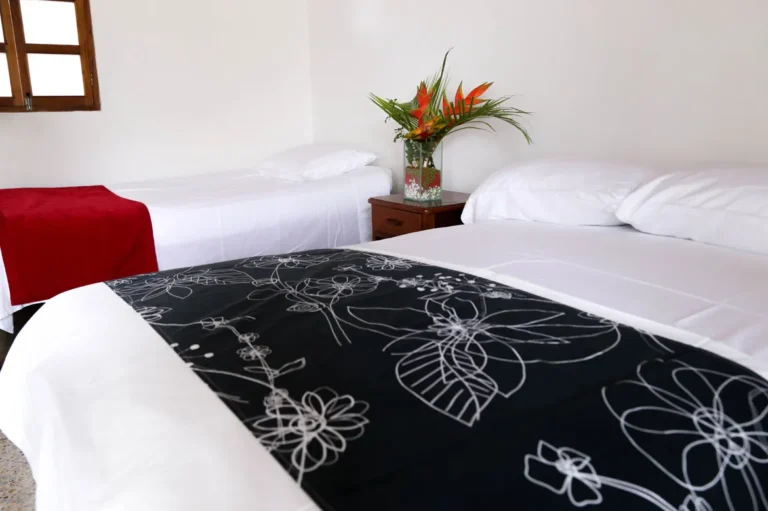 Habitación con camas y cubrecamas